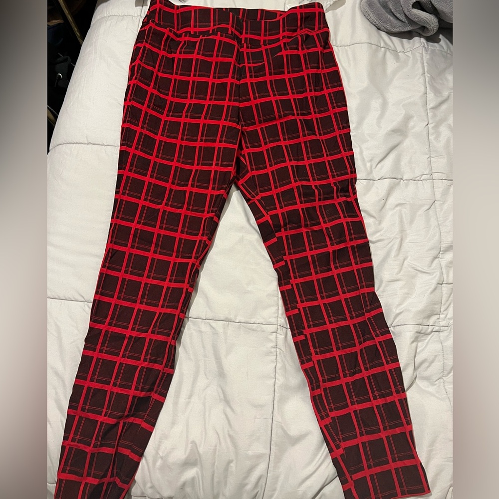 Whitney High-Waisted Pull-On Slim-Leg Pant - Plaid
